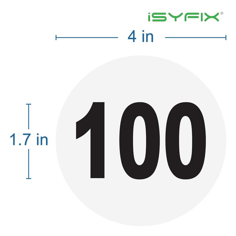 iSYFIX White Consecutive Number Stickers â€“ 1 to 100, 4-inch, 1 Set â€“ Vinyl Self Adhesive Premium Decal, Ideal for Inventory, Storage, Organizing, Boxes, Bins, Toolbox, Lockers & More, Indoor/Outdoor - Image 2